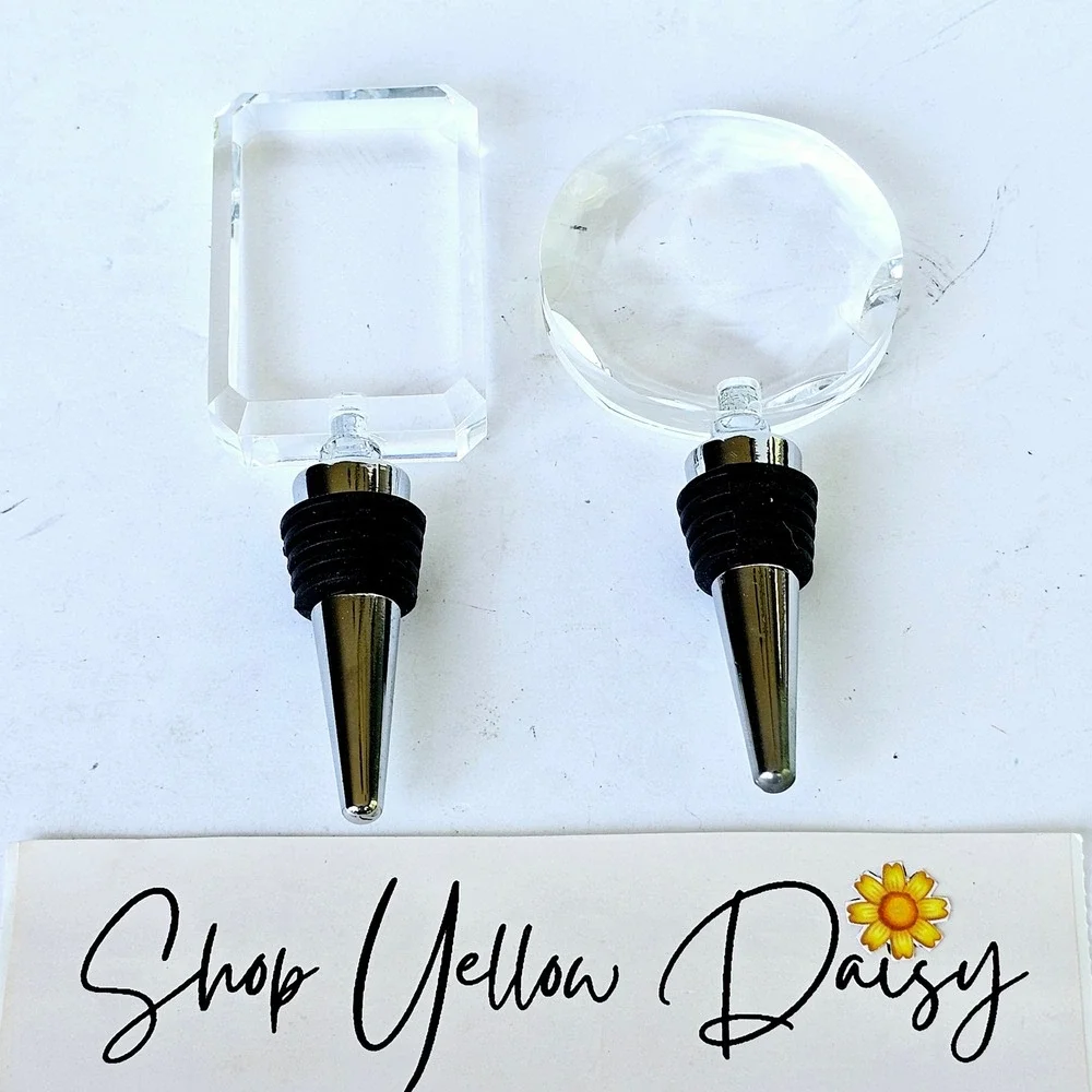 Pottery Barn Set of 2 Clear Crystal Glass Wine Stoppers Bottle Cork - M851.1
